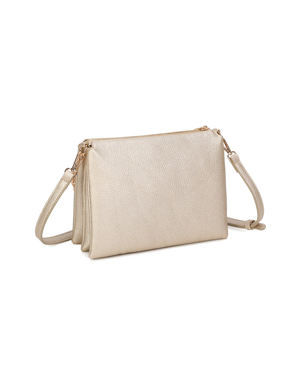 Borsetta pochette in ecopelle con catena a tracolla e fiore ECG609