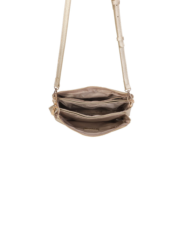 Borsetta pochette in ecopelle con catena a tracolla e fiore ECG609