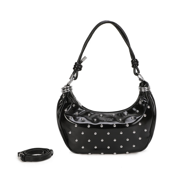 Borsa ecopelle a spalla con borchie e tracolla a filo MB020