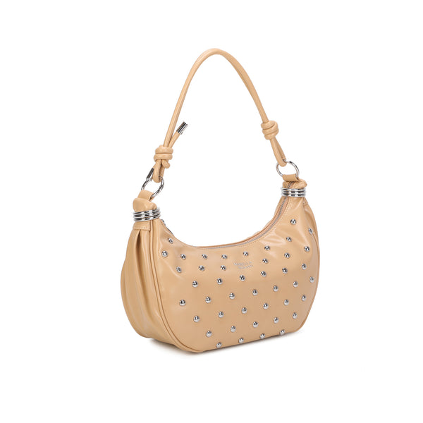 Borsa ecopelle a spalla con borchie e tracolla a filo MB020