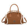 Borsa bauletto in ecopelle scamosciata e bordo in fur sintetica MB052
