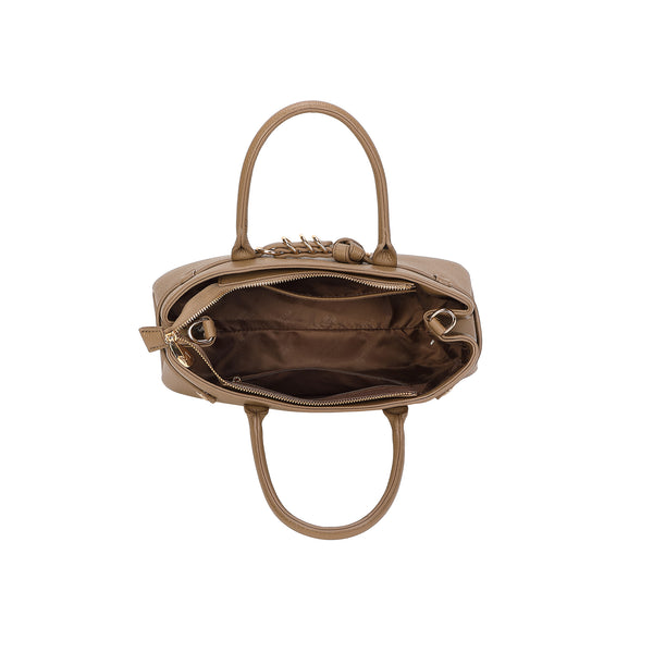 Borsa bauletto in ecopelle martellata con cinturino decorativo e anelli MB038