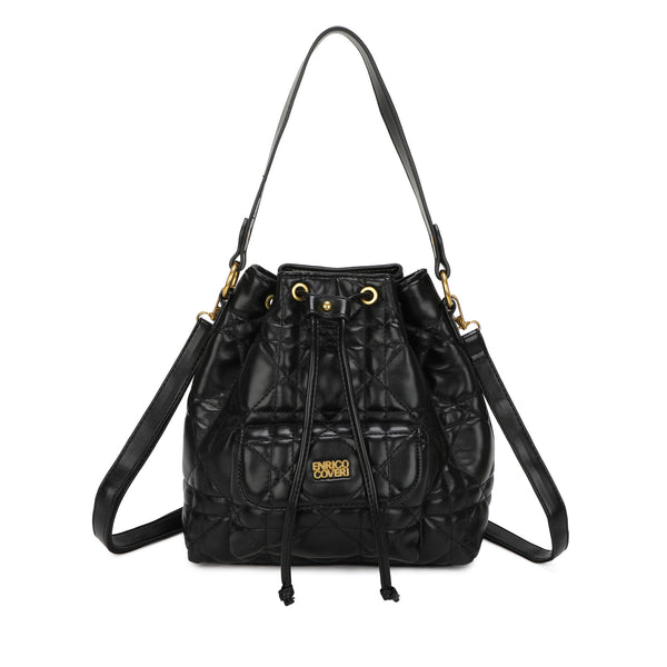 Borsa a sacco ENRICO COVERI in ecopelle trapuntata con chiusura a coulisse ECC7046