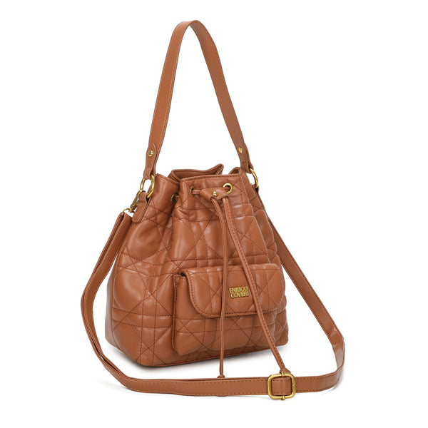 Borsa a sacco ENRICO COVERI in ecopelle trapuntata con chiusura a coulisse ECC7046