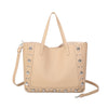 Borsa shopper in ecopelle con borchie e pochette estraibile EC6303