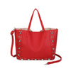 Borsa shopper in ecopelle con borchie e pochette estraibile EC6303