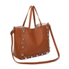 Borsa shopper in ecopelle con borchie e pochette estraibile EC6303