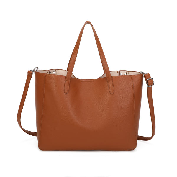 Borsa shopper in ecopelle con borchie e pochette estraibile EC6303
