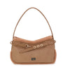 Borsa spalla in ecopelle scamosciata con bordo in pelliccia sintetica MB051