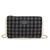 Pochette a tracolla in tessuto tartan e pelliccia ecologica MB6339