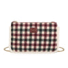 Pochette a tracolla in tessuto tartan e pelliccia ecologica MB6339
