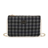 Pochette a tracolla in tessuto tartan e pelliccia ecologica MB6339