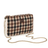 Pochette a tracolla in tessuto tartan e pelliccia ecologica MB6339