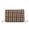 Pochette a tracolla in tessuto tartan e pelliccia ecologica MB6339
