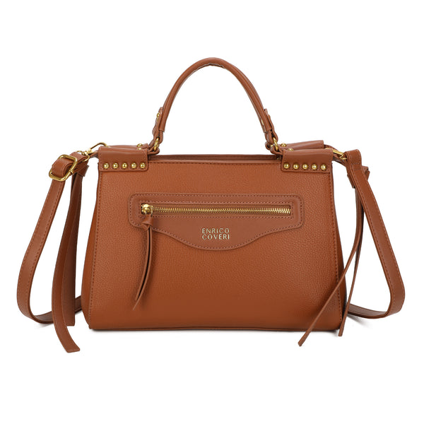 Borsetta messenger in ecopelle con tasca frontale e borchie ENRICO COVERI EC7049