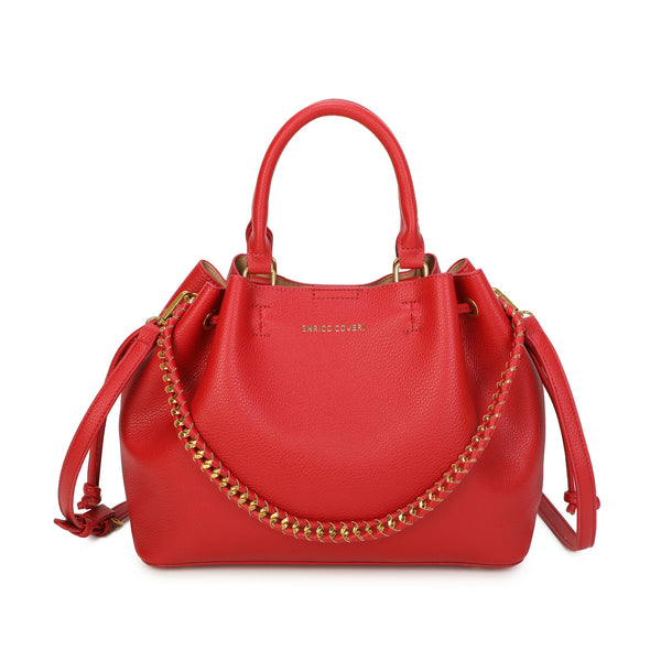 Borsa secchiello a coulisse in ecopelle con catena intrecciata Enrico Coveri EC2260
