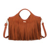 Borsa a mano in ecopelle scamosciata con frange EC6331