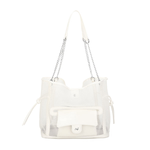 Borsa mare traforata Mariella Burani con coulisse e tasca frontale MB6307