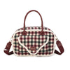 Borsa a mano e tracolla in tessuto tartan e pelliccia ecologica MB6340