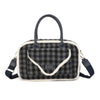 Borsa a mano e tracolla in tessuto tartan e pelliccia ecologica MB6340