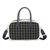 Borsa a mano e tracolla in tessuto tartan e pelliccia ecologica MB6340