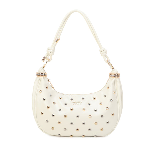 Borsa a spalla in ecopelle con borchie oro/argento MB708