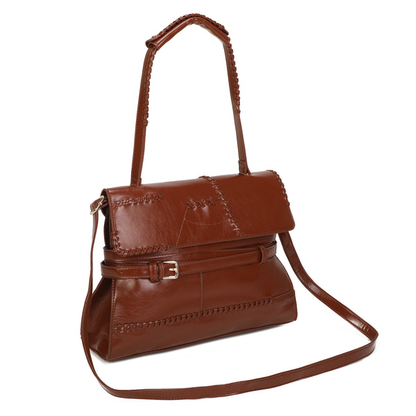Borsa spalla e tracolla in ecopelle lucida effetto vintage EC6322