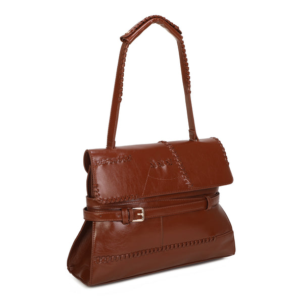 Borsa spalla e tracolla in ecopelle lucida effetto vintage EC6322