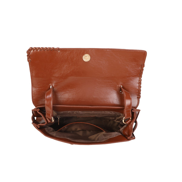 Borsa spalla e tracolla in ecopelle lucida effetto vintage EC6322