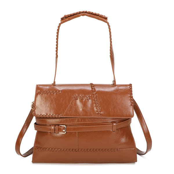Borsa spalla e tracolla in ecopelle lucida effetto vintage EC6322