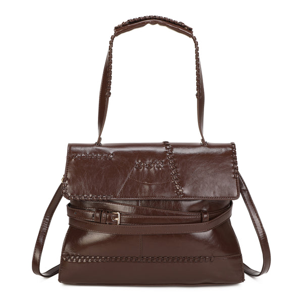 Borsa spalla e tracolla in ecopelle lucida effetto vintage EC6322