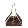 Borsa in ecopelle lucida trapuntata con dettagli in teddy EC6321