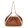 Borsa in ecopelle lucida trapuntata con dettagli in teddy EC6321