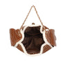 Borsa in ecopelle lucida trapuntata con dettagli in teddy EC6321