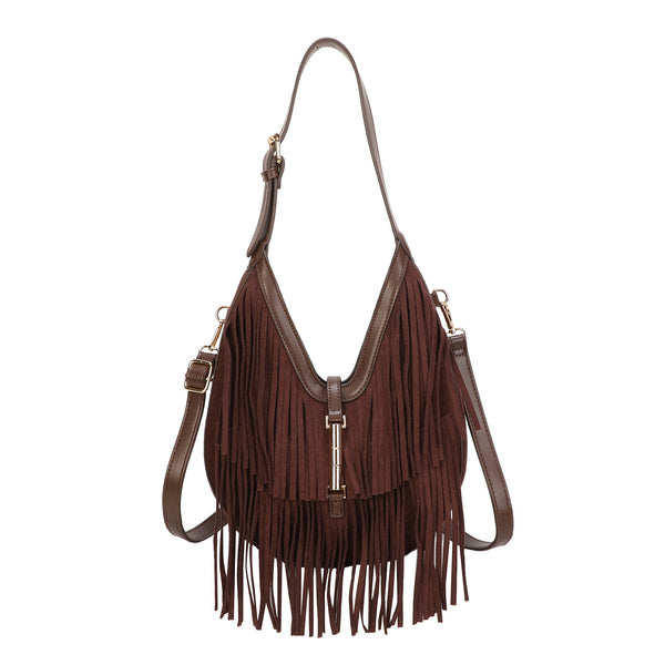 Borsa a spalla in ecopelle con frange scamosciate Enrico Coveri EC7096