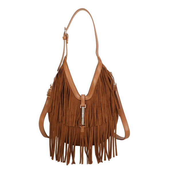 Borsa a spalla in ecopelle con frange scamosciate Enrico Coveri EC7096