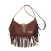 Borsa hobo a tracolla in ecopelle scamosciata con frange VC7093