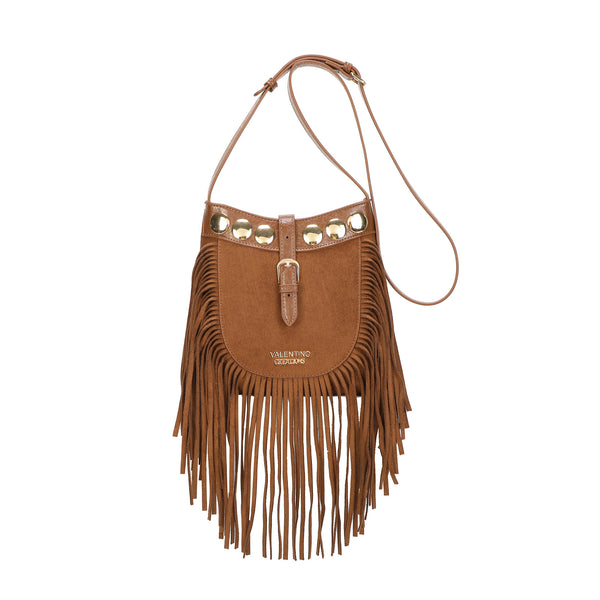 Borsetta a tracolla boho in ecopelle scamosciata con frange e borchie Valentino Creations VC7090