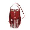Borsetta a tracolla boho in ecopelle scamosciata con frange e borchie Valentino Creations VC7090