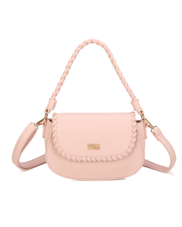 Borsetta a bisaccia in ecopelle con bordo intrecciato Enrico Coveri ECG613