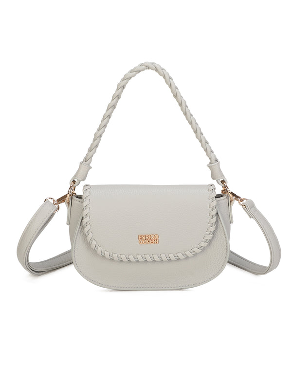 Borsetta a bisaccia in ecopelle con bordo intrecciato Enrico Coveri ECG613