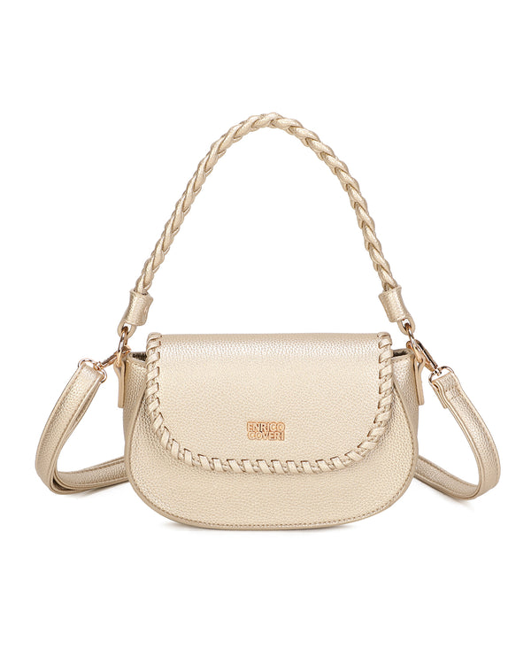 Borsetta a bisaccia in ecopelle con bordo intrecciato Enrico Coveri ECG613