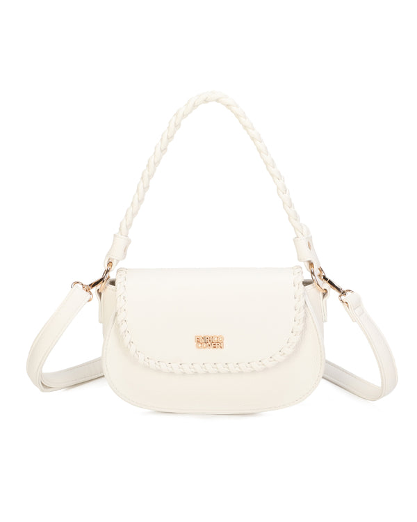 Borsetta a bisaccia in ecopelle con bordo intrecciato Enrico Coveri ECG613