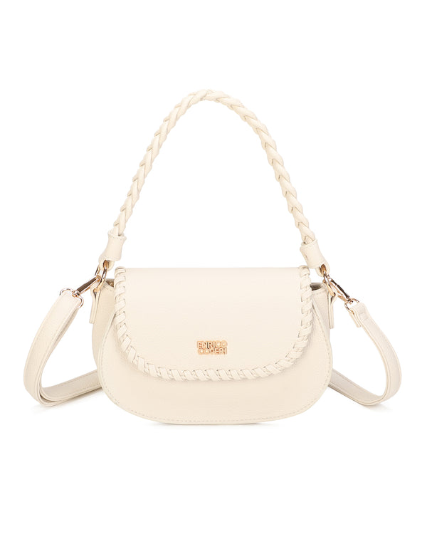 Borsetta a bisaccia in ecopelle con bordo intrecciato Enrico Coveri ECG613