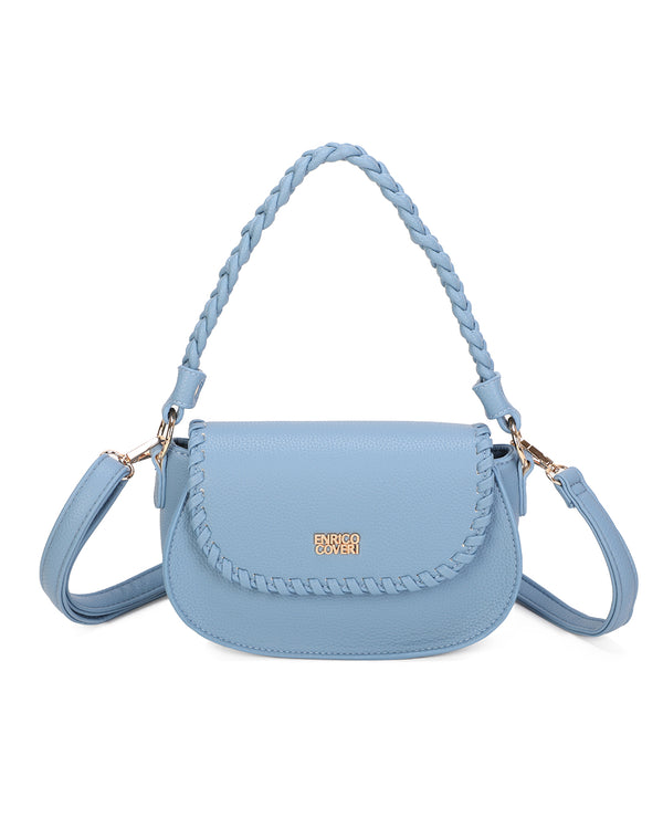 Borsetta a bisaccia in ecopelle con bordo intrecciato Enrico Coveri ECG613