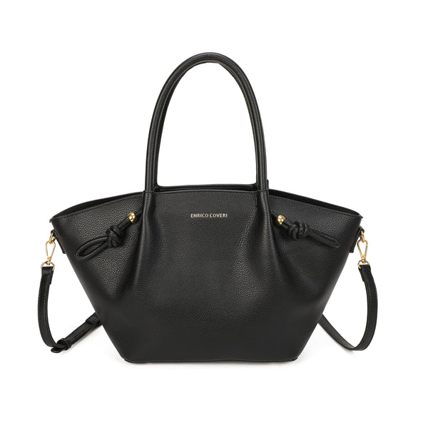 Borsa a mano in ecopelle ENRICO COVERI con lacci annodati decorativi EC2259