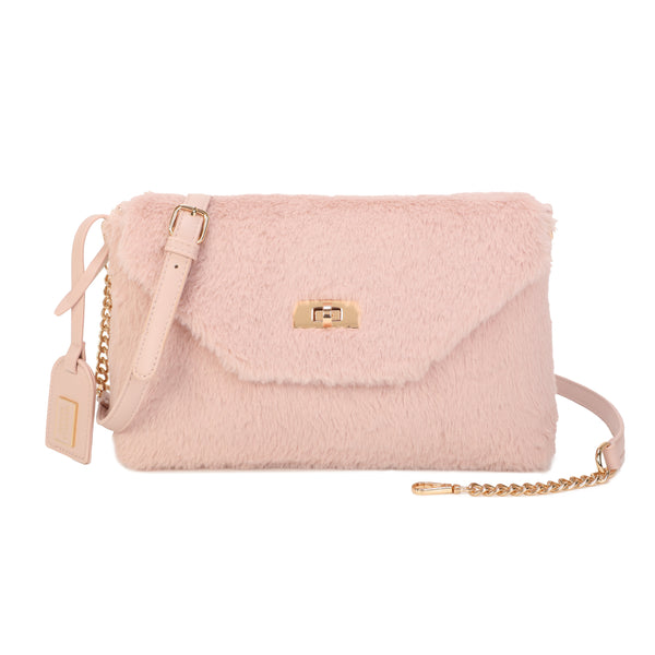 Pochette a tracolla in pelliccia e pelle sintetiche MB050