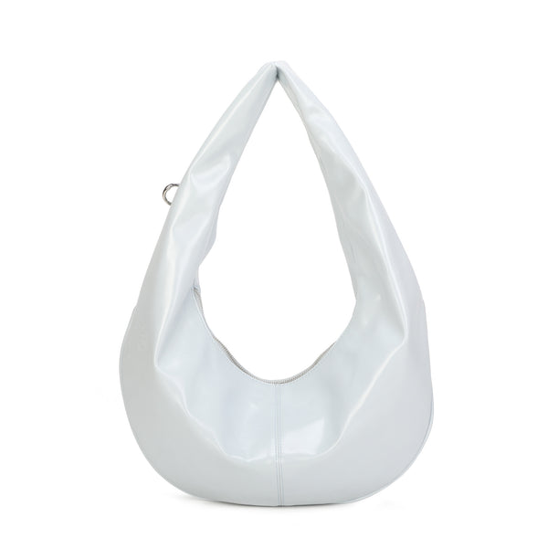 Borsa in ecopelle effetto lucido a spalla con borchie argento MB709