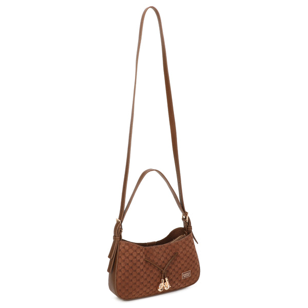 Borsa spalla in ecopelle scamosciata con logo impresso MB045