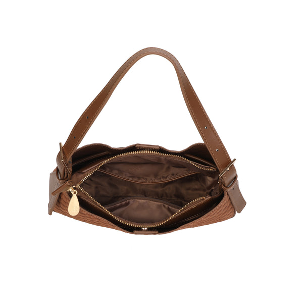 Borsa spalla in ecopelle scamosciata con logo impresso MB045